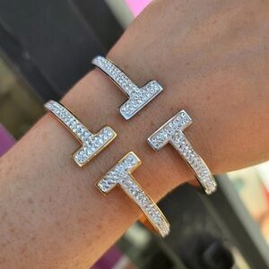 Elegant Silver Crystal Cuff Bracelet